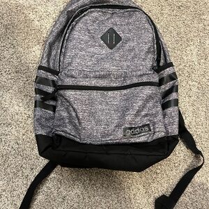 Adidas Heathered Gray and Black Backpack